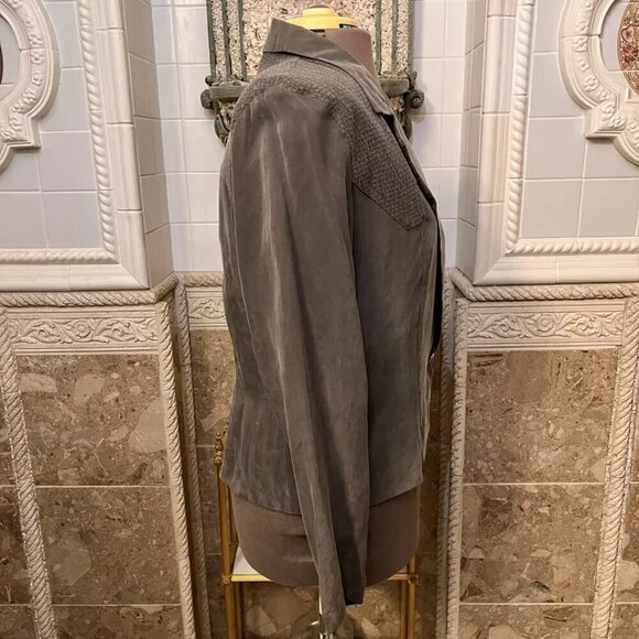 Wild Rose. Sz 14. Lightweight Green Rayon Suede Cloth Jacket. Embroidered. GB - Picture 4 of 7